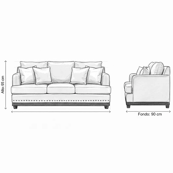 Set Sofa 3c Estambul tachas  Tela Grey + 2 poltronas Bergen Grey 8