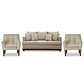 Set Sofa 3c Estambul tachas  Tela Beige + 2 poltronas Bergen Beige - Miniatura 1