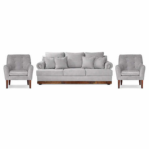 Set Sofa 3c Armenia  Tela Grey + 2 poltronas Bergen Grey