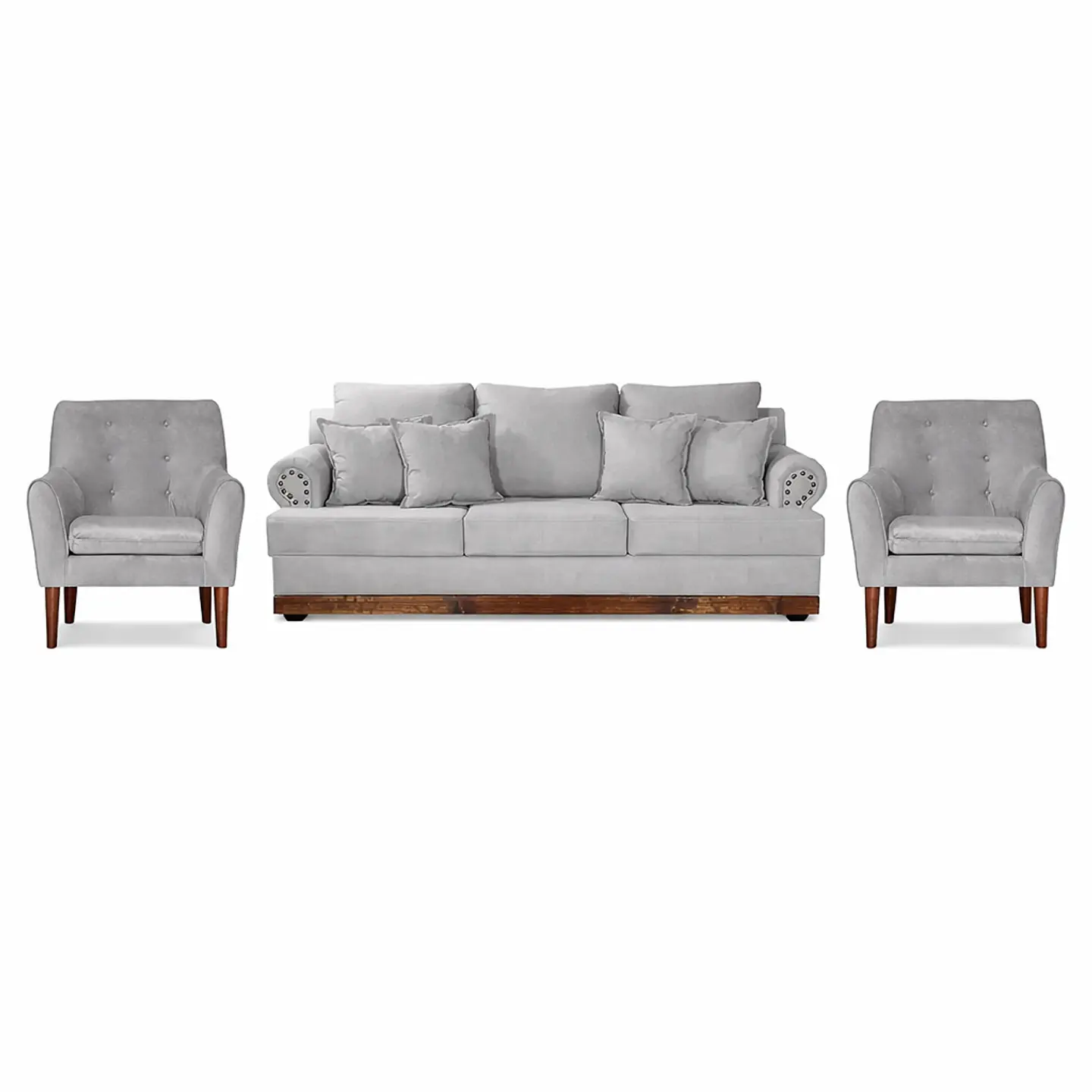 Set Sofa 3c Armenia  Tela Grey + 2 poltronas Bergen Grey 1
