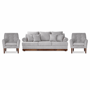 Set Sofa 3c Armenia  Tela Grey + 2 poltronas Bergen Grey