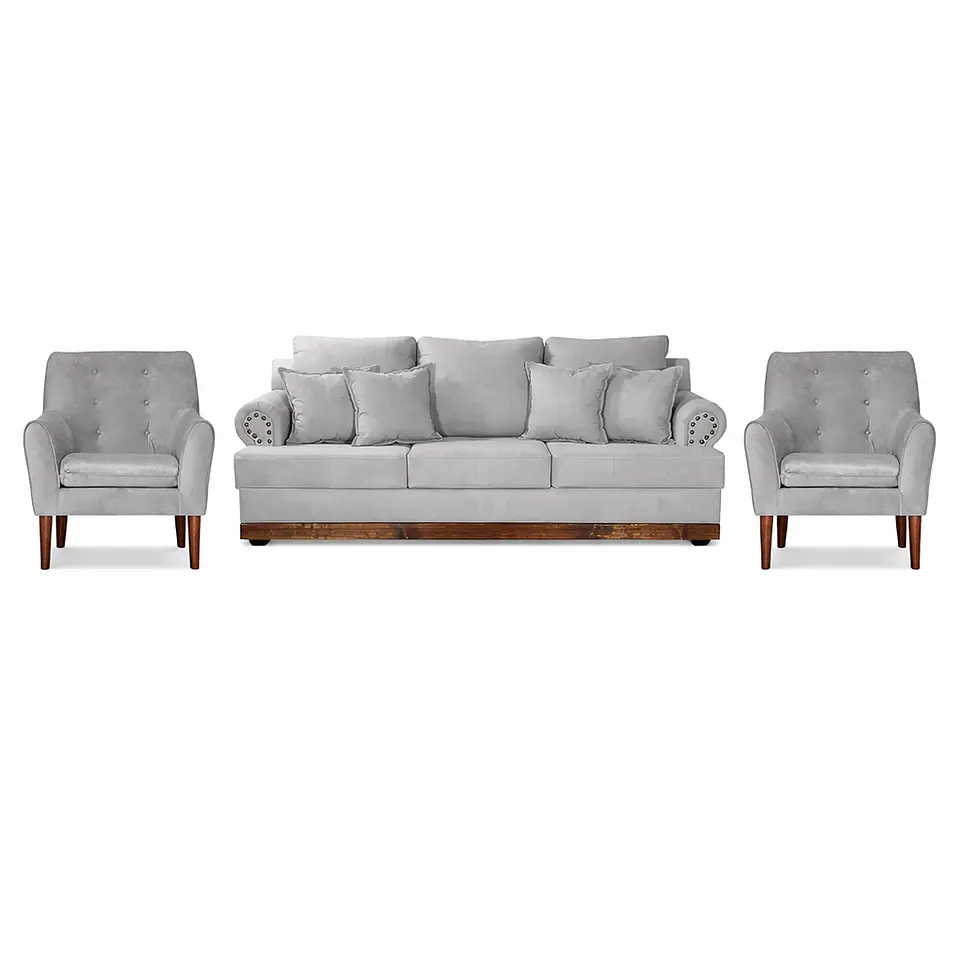 Set Sofa 3c Armenia  Tela Grey + 2 poltronas Bergen Grey 1