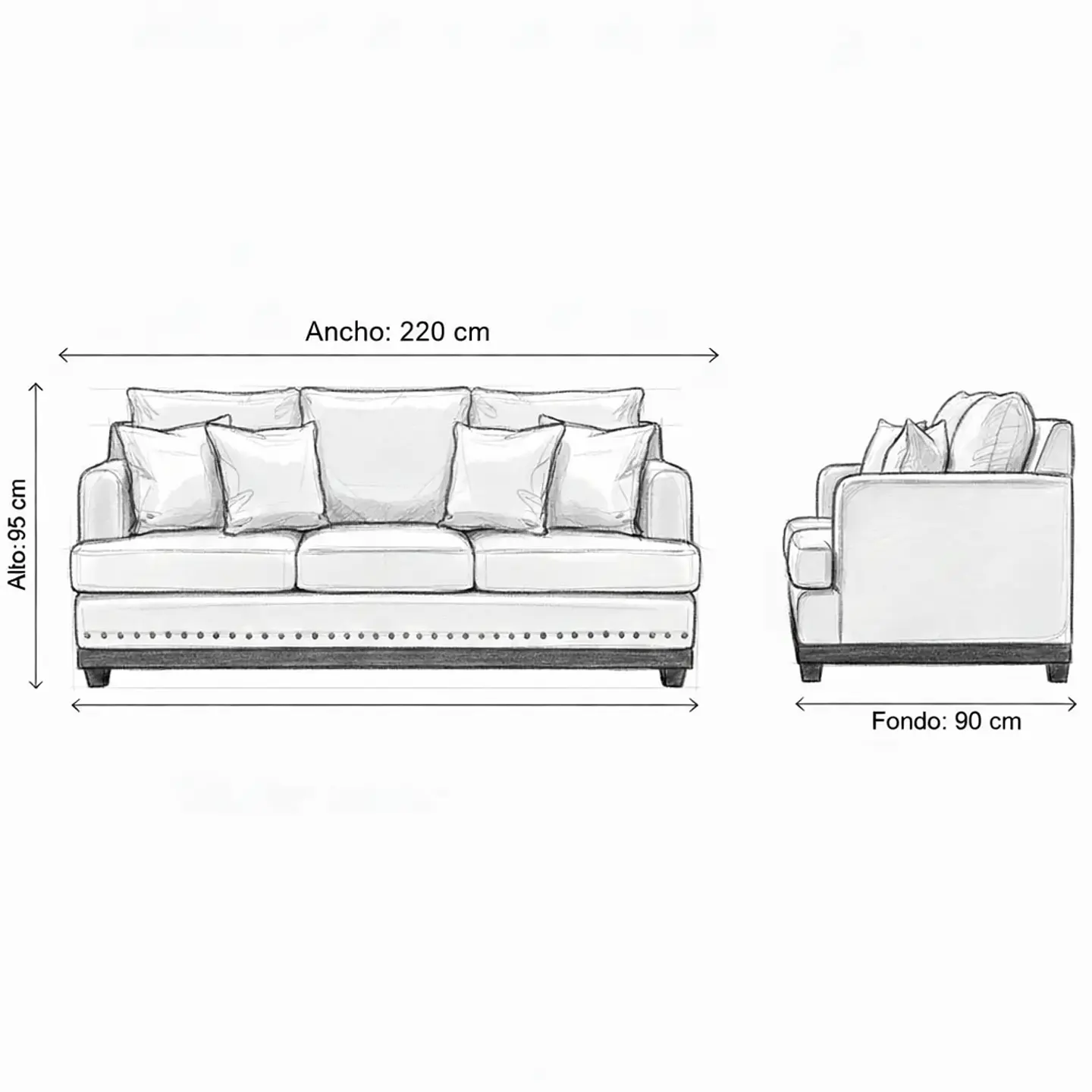 Set Sofa 3c Estambul tachas  Tela Grey + 2 poltronas Bergen Grey 8