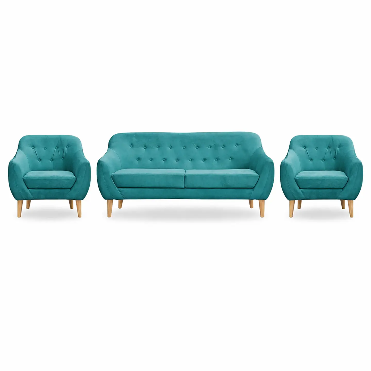 Set Sofa Norway 3c + 2 Poltronas Norway  Felpa Turquesa 1