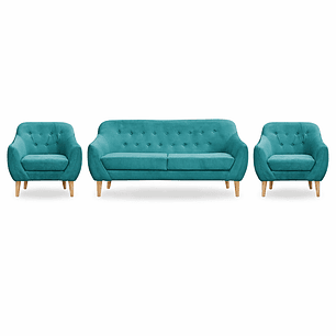 Set Sofa Norway 3c + 2 Poltronas Norway  Felpa Turquesa