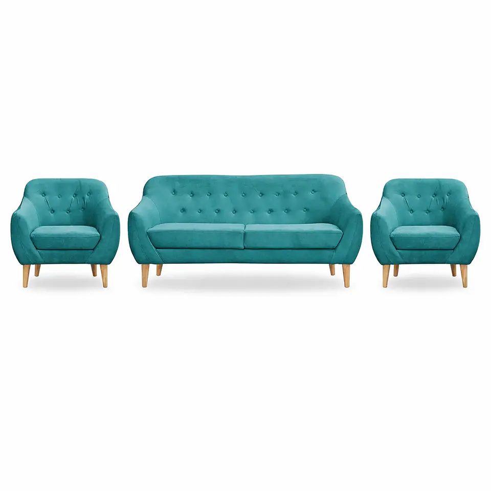 Set Sofa Norway 3c + 2 Poltronas Norway  Felpa Turquesa 1