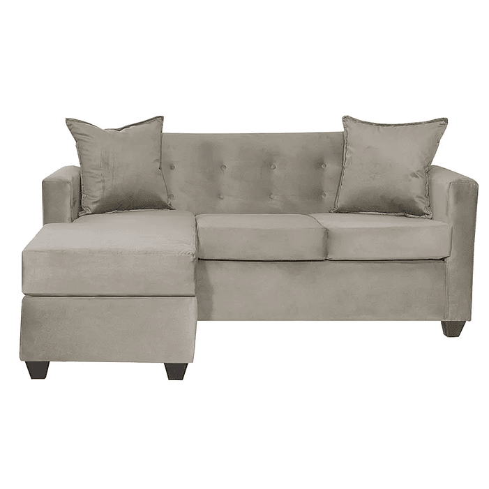 Set Seccional  Gramado Felpa Beige + Banqueta baul felpa Beige 3