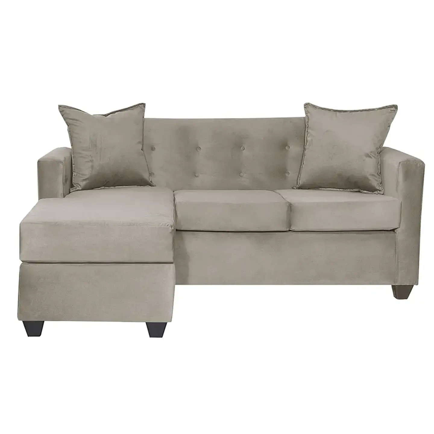 Set Seccional  Gramado Felpa Beige + Banqueta baul felpa Beige 3