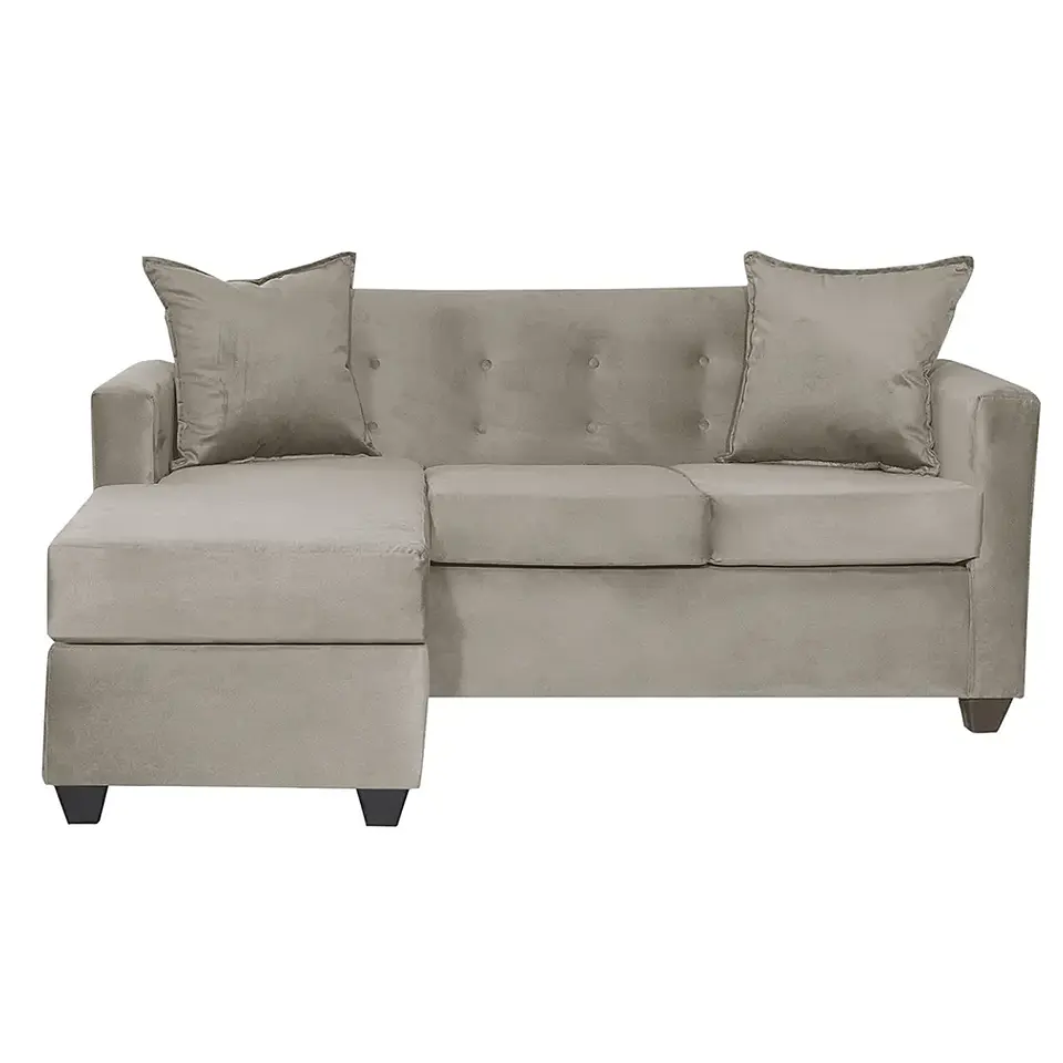 Set Seccional  Gramado Felpa Beige + Banqueta baul felpa Beige 3
