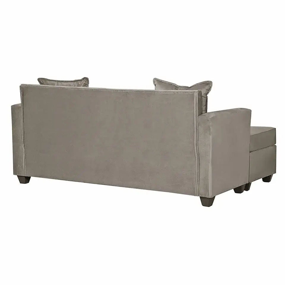 Set Seccional  Gramado Felpa Beige + Banqueta baul felpa Beige 4