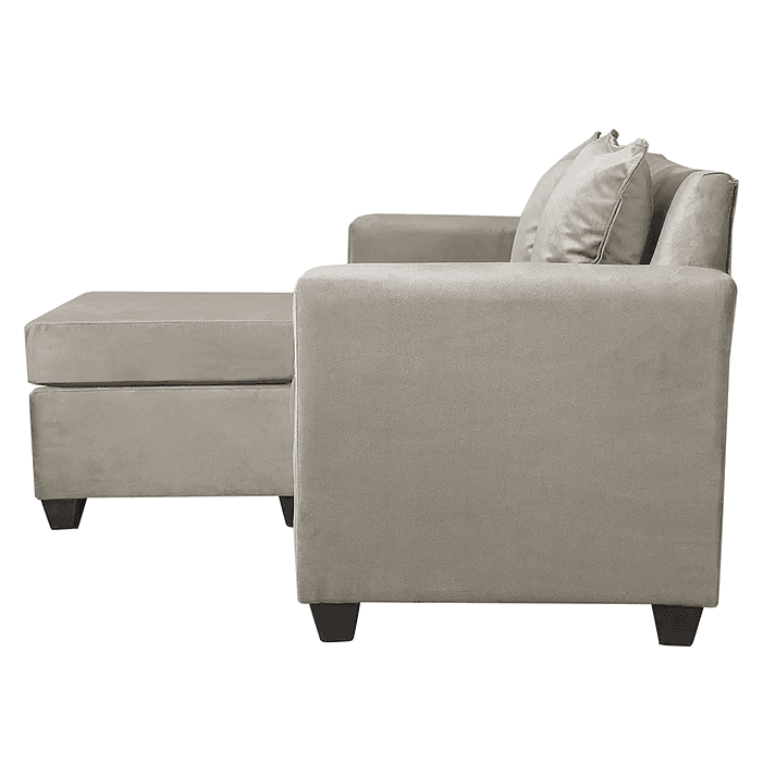 Set Seccional  Gramado Felpa Beige + Banqueta baul felpa Beige 5