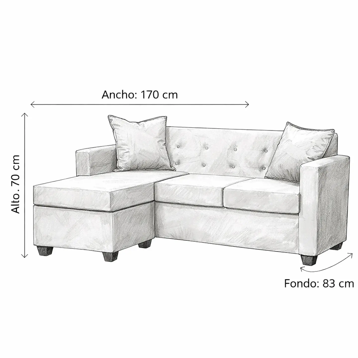Set Seccional  Gramado Felpa Beige + Banqueta baul felpa Beige 6