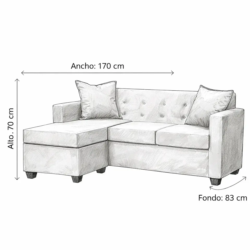 Set Seccional  Gramado Felpa Beige + Banqueta baul felpa Beige 6