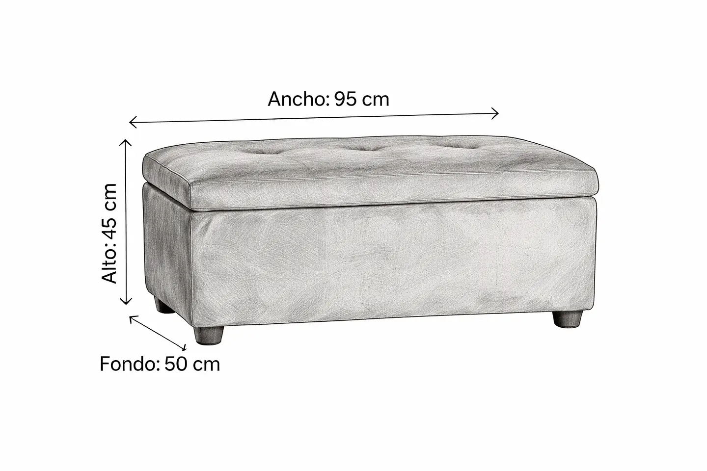 Set Seccional  Gramado Felpa Beige + Banqueta baul felpa Beige 7