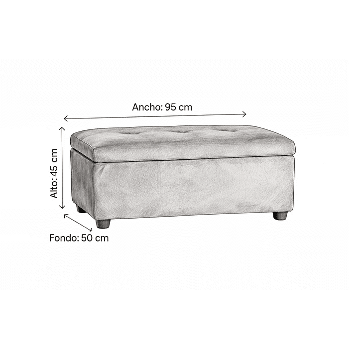 Set Seccional  Gramado Felpa Grey + Banqueta baul felpa Grey 7