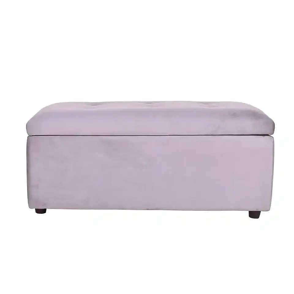 Set Seccional  Gramado Felpa Grey + Banqueta baul felpa Grey 8
