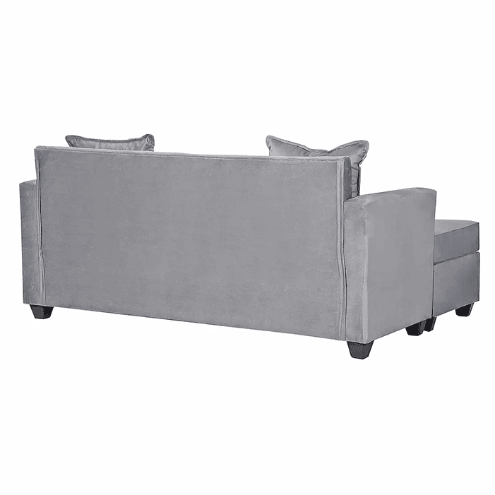 Set Seccional  Gramado Felpa Grey + Banqueta baul felpa Grey 3