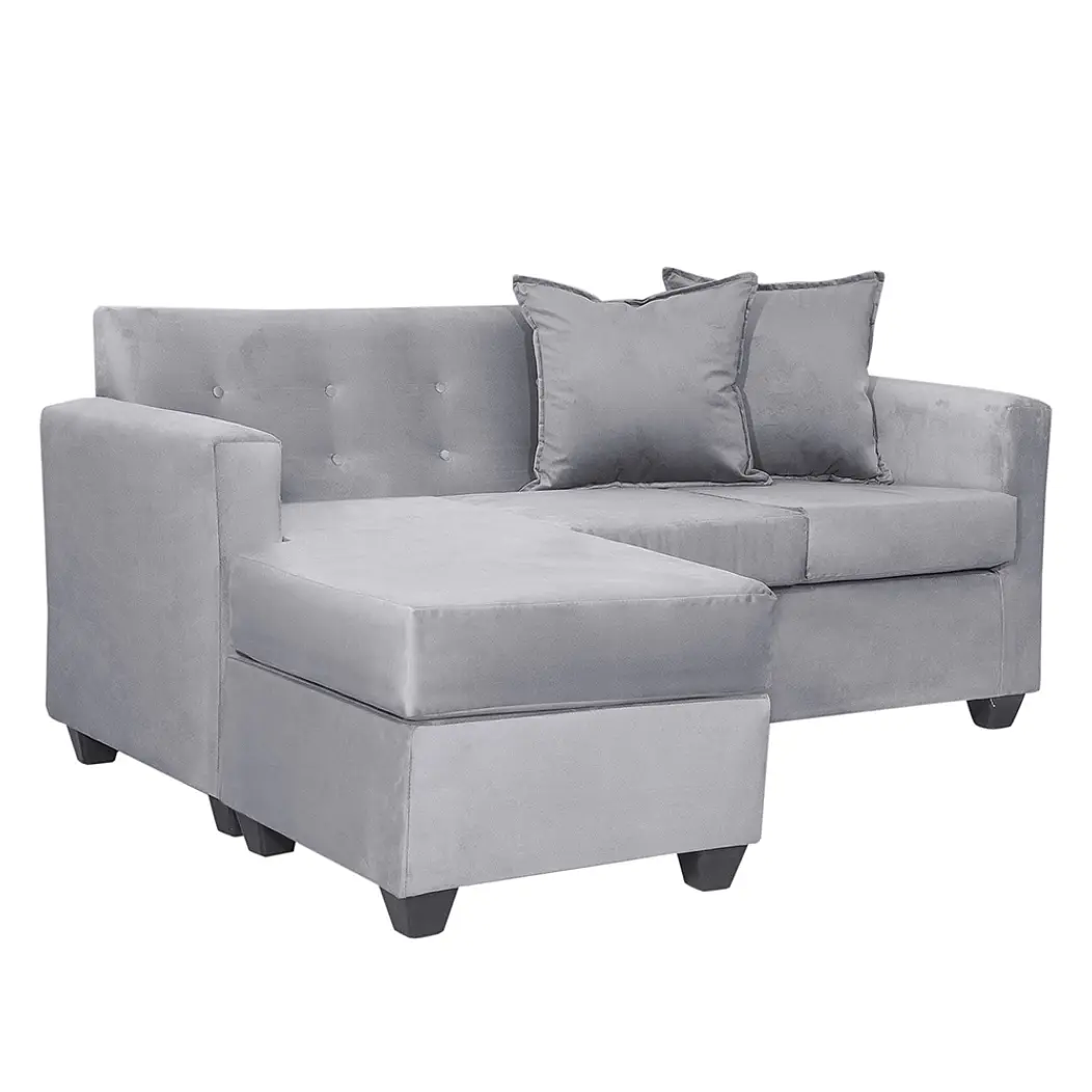 Set Seccional  Gramado Felpa Grey + Banqueta baul felpa Grey 5