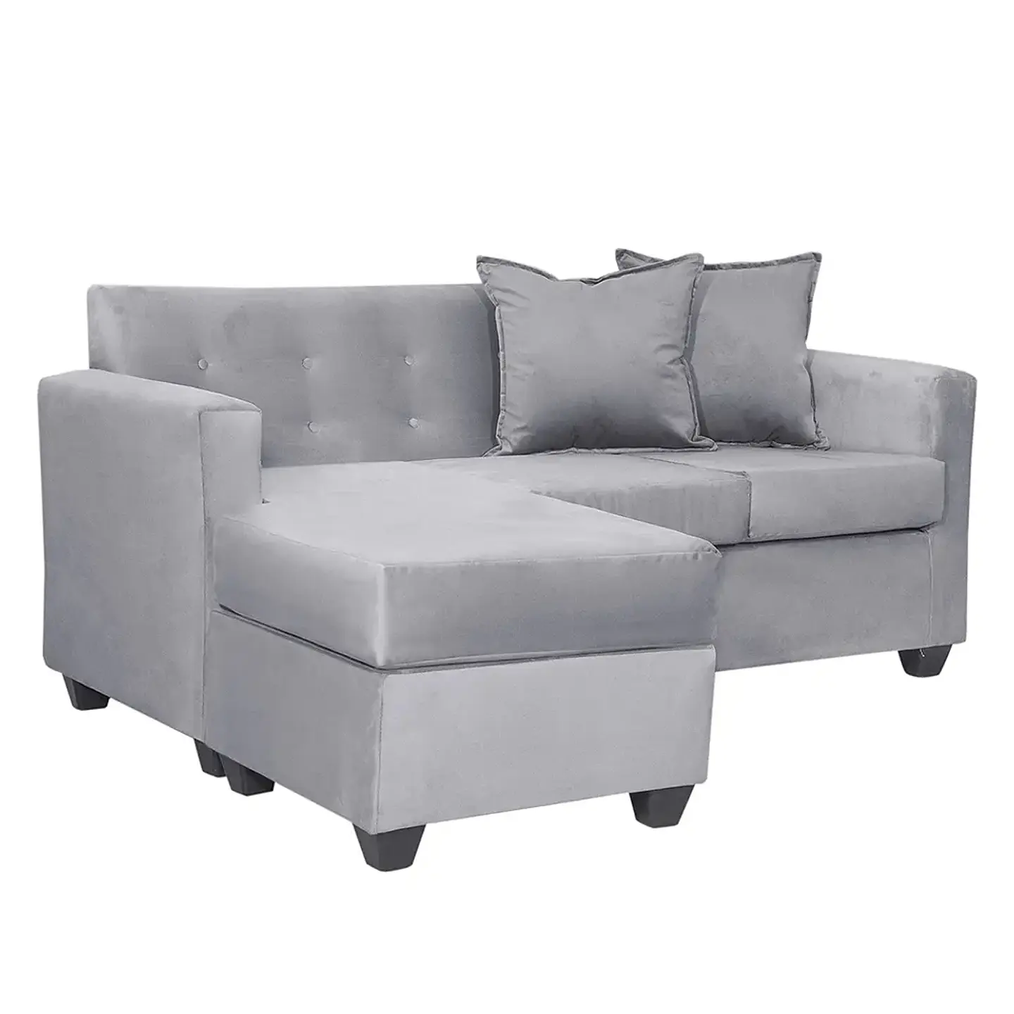 Set Seccional  Gramado Felpa Grey + Banqueta baul felpa Grey 5