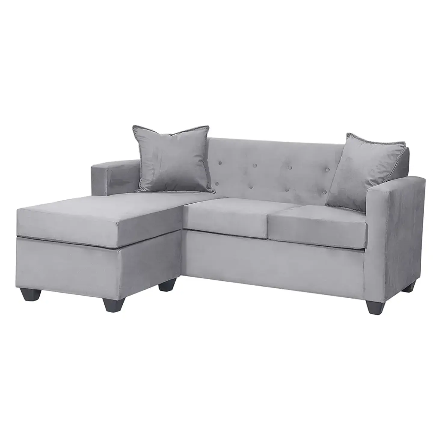 Set Seccional  Gramado Felpa Grey + Banqueta baul felpa Grey 2