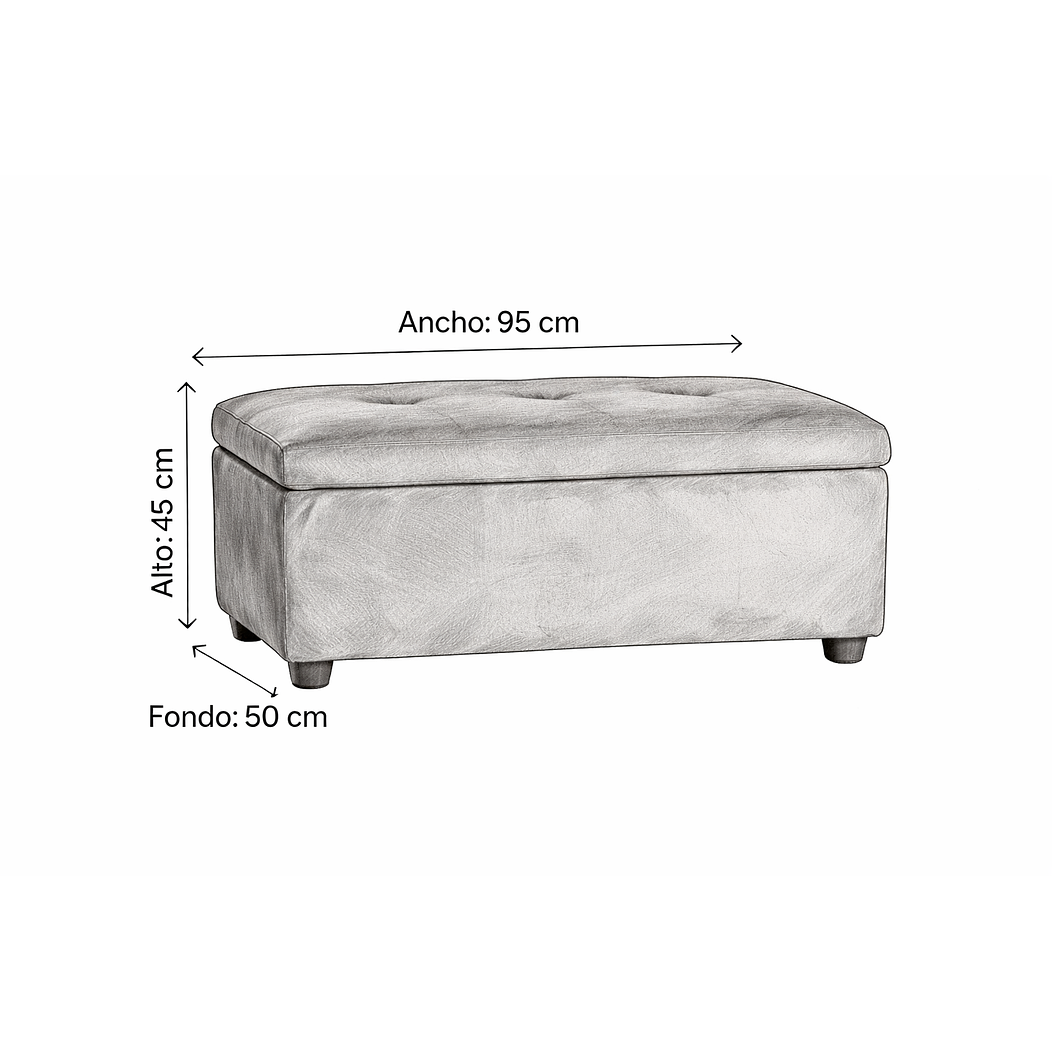 Set Seccional  Gramado Felpa Dark Grey + Banqueta baul felpa Dark Grey 11