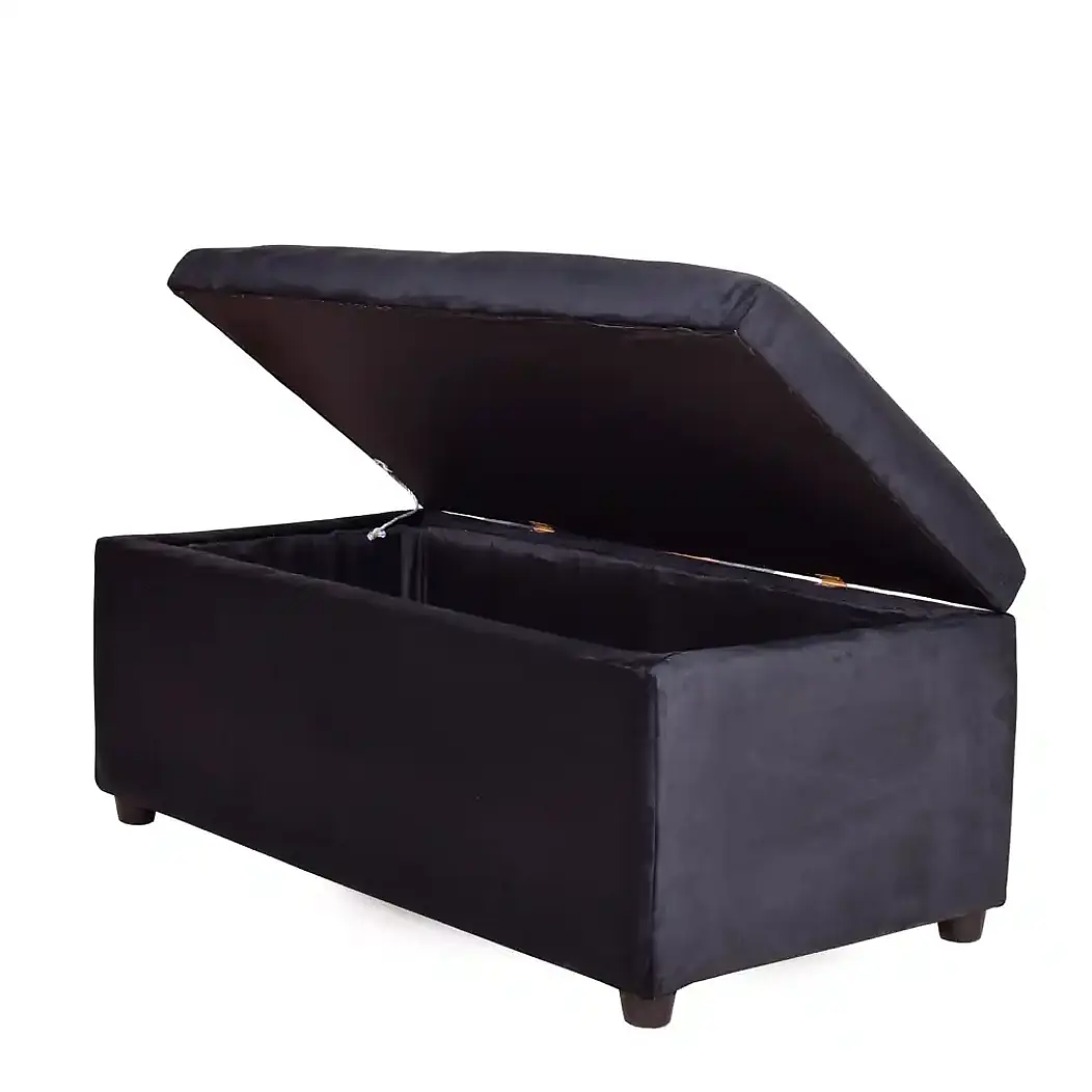 Set Seccional  Gramado Felpa Dark Grey + Banqueta baul felpa Dark Grey 4