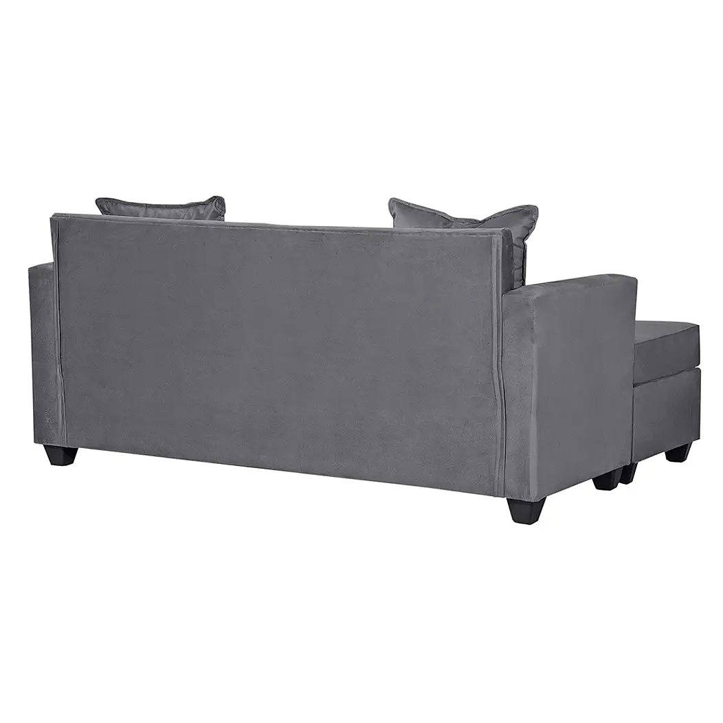Set Seccional  Gramado Felpa Dark Grey + Banqueta baul felpa Dark Grey 7