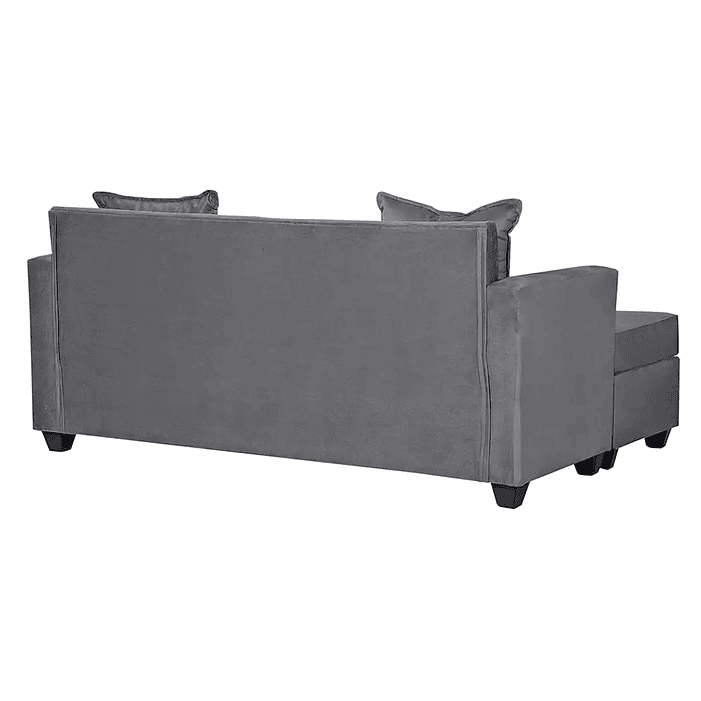 Set Seccional  Gramado Felpa Dark Grey + Banqueta baul felpa Dark Grey 7