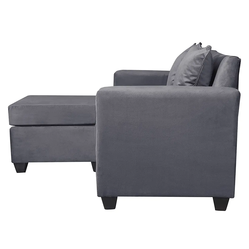 Set Seccional  Gramado Felpa Dark Grey + Banqueta baul felpa Dark Grey 2