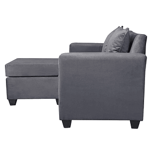 Set Seccional  Gramado Felpa Dark Grey + Banqueta baul felpa Dark Grey