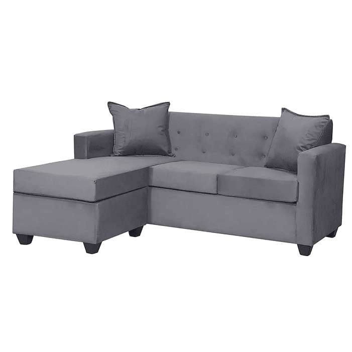 Set Seccional  Gramado Felpa Dark Grey + Banqueta baul felpa Dark Grey 3