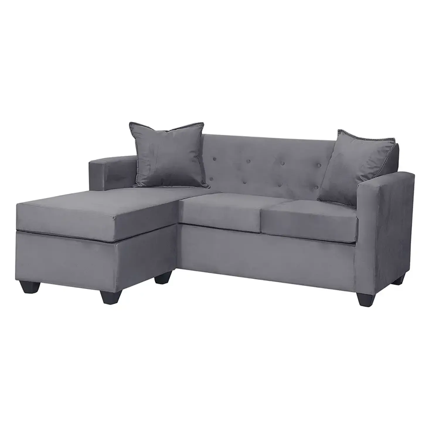 Set Seccional  Gramado Felpa Dark Grey + Banqueta baul felpa Dark Grey 3
