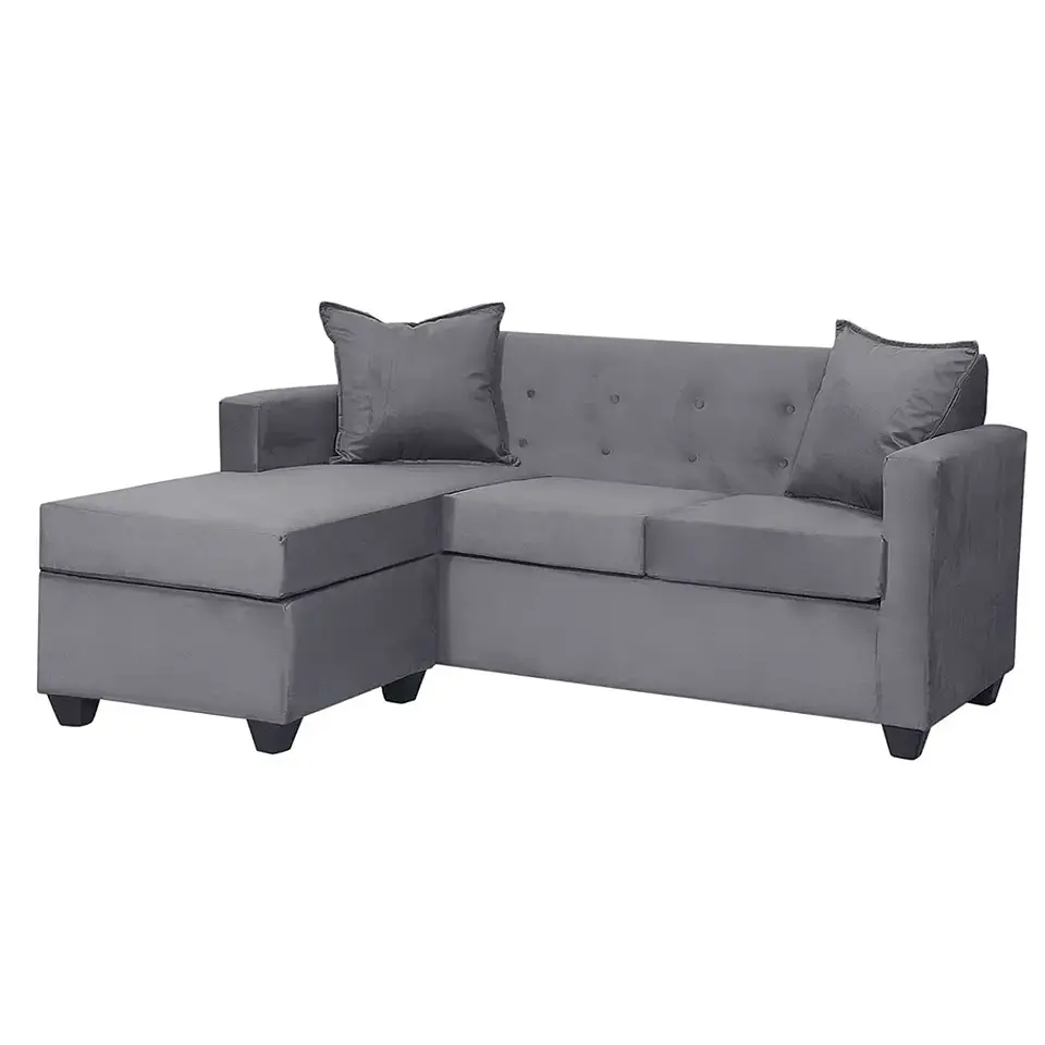 Set Seccional  Gramado Felpa Dark Grey + Banqueta baul felpa Dark Grey 3