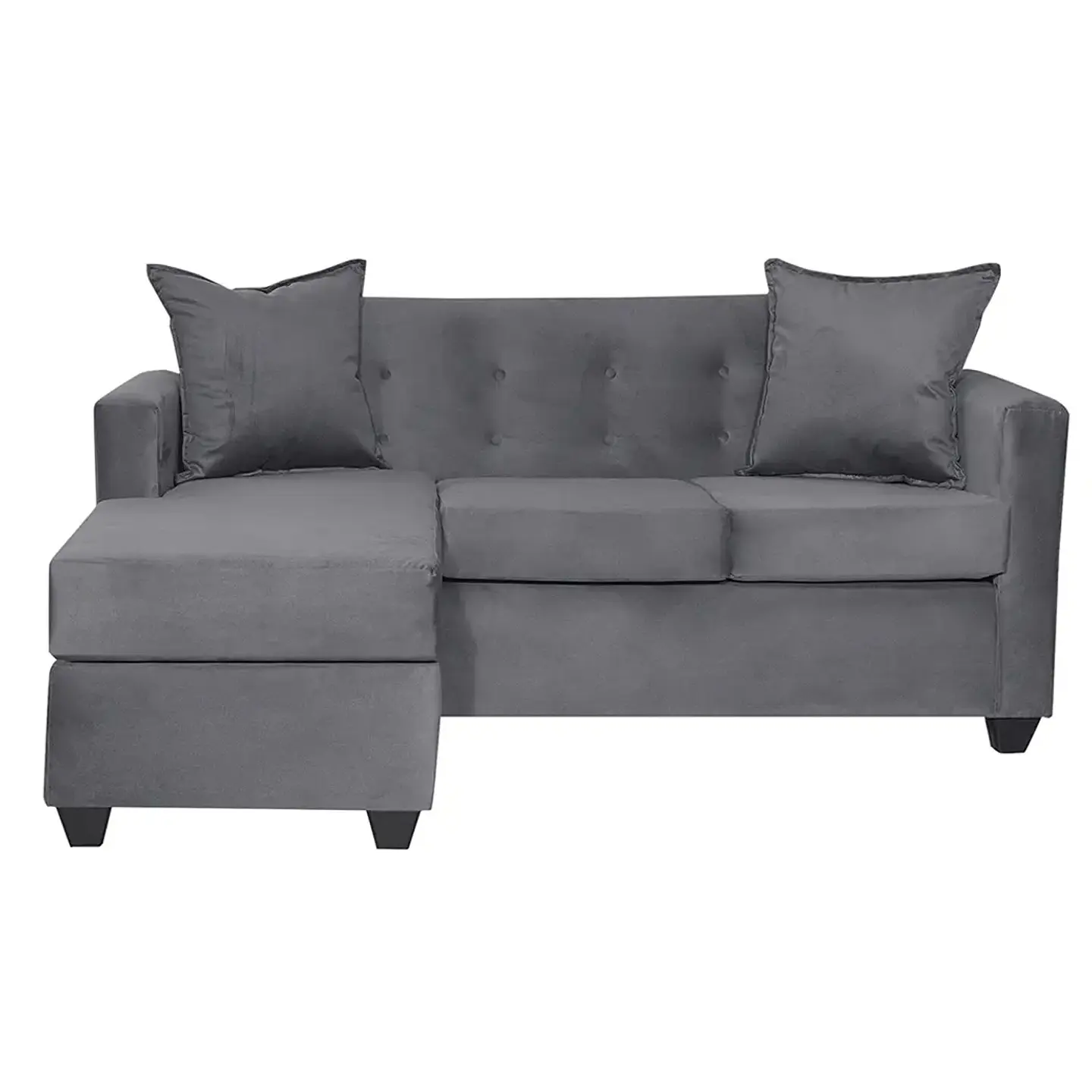Set Seccional  Gramado Felpa Dark Grey + Banqueta baul felpa Dark Grey 8