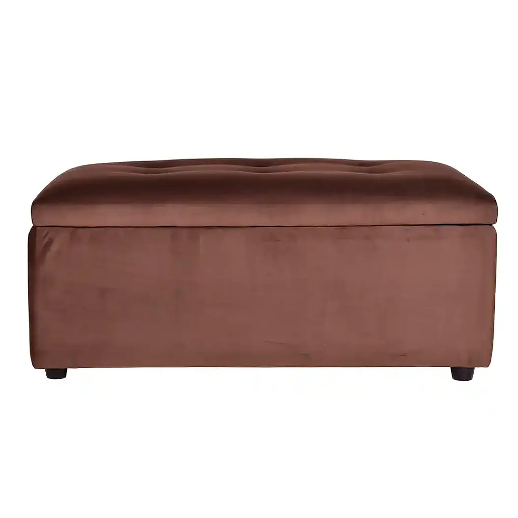 Set Seccional  Gramado Felpa Chocolate + Banqueta baul felpa Chocolate 4