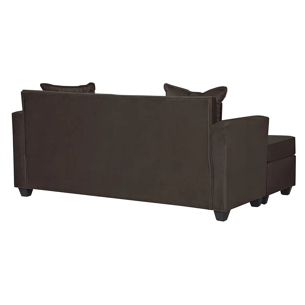 Set Seccional  Gramado Felpa Chocolate + Banqueta baul felpa Chocolate 6