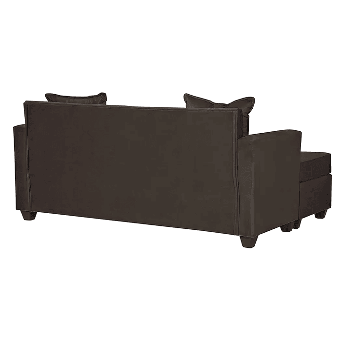 Set Seccional  Gramado Felpa Chocolate + Banqueta baul felpa Chocolate 6