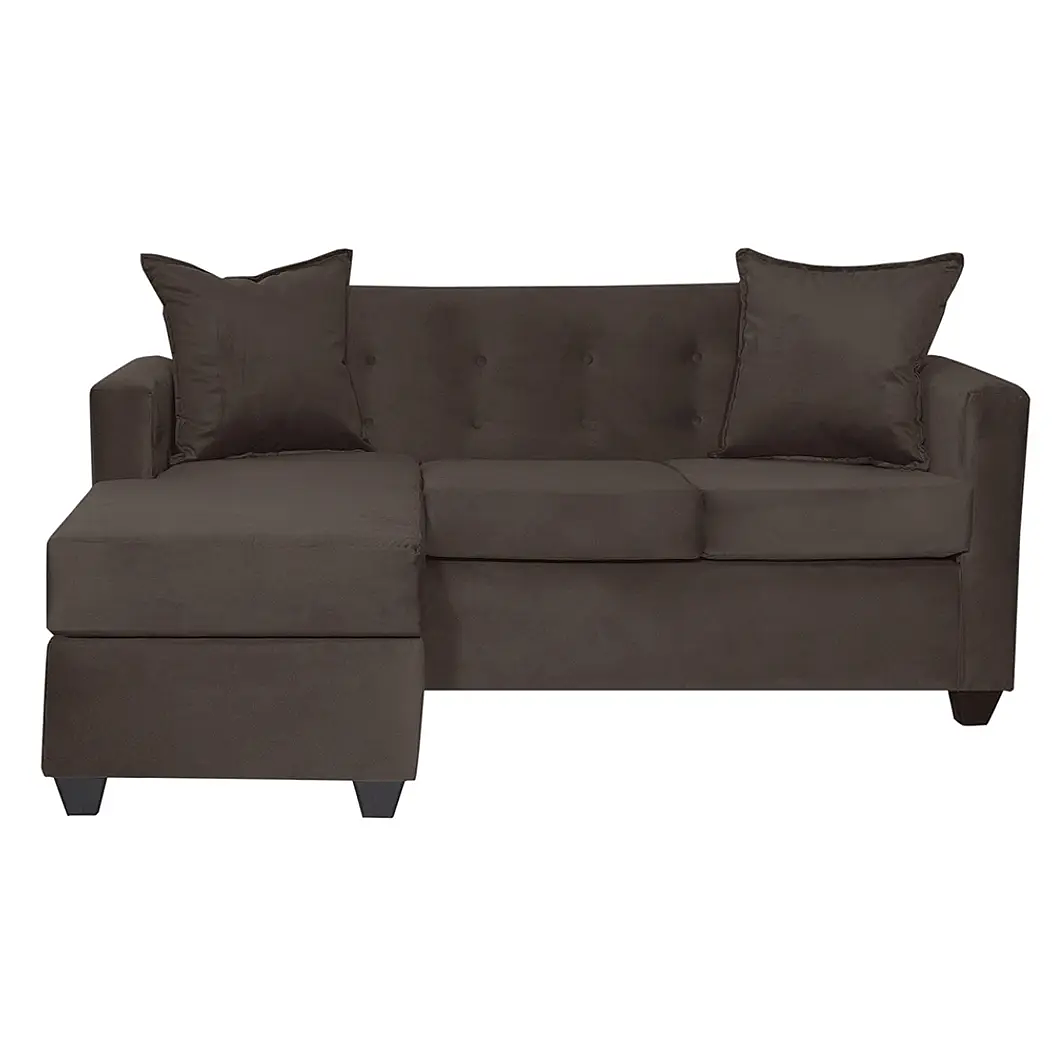Set Seccional  Gramado Felpa Chocolate + Banqueta baul felpa Chocolate 8