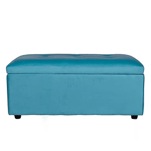 Set Seccional  Gramado Felpa Turquesa + Banqueta baul felpa Turquesa