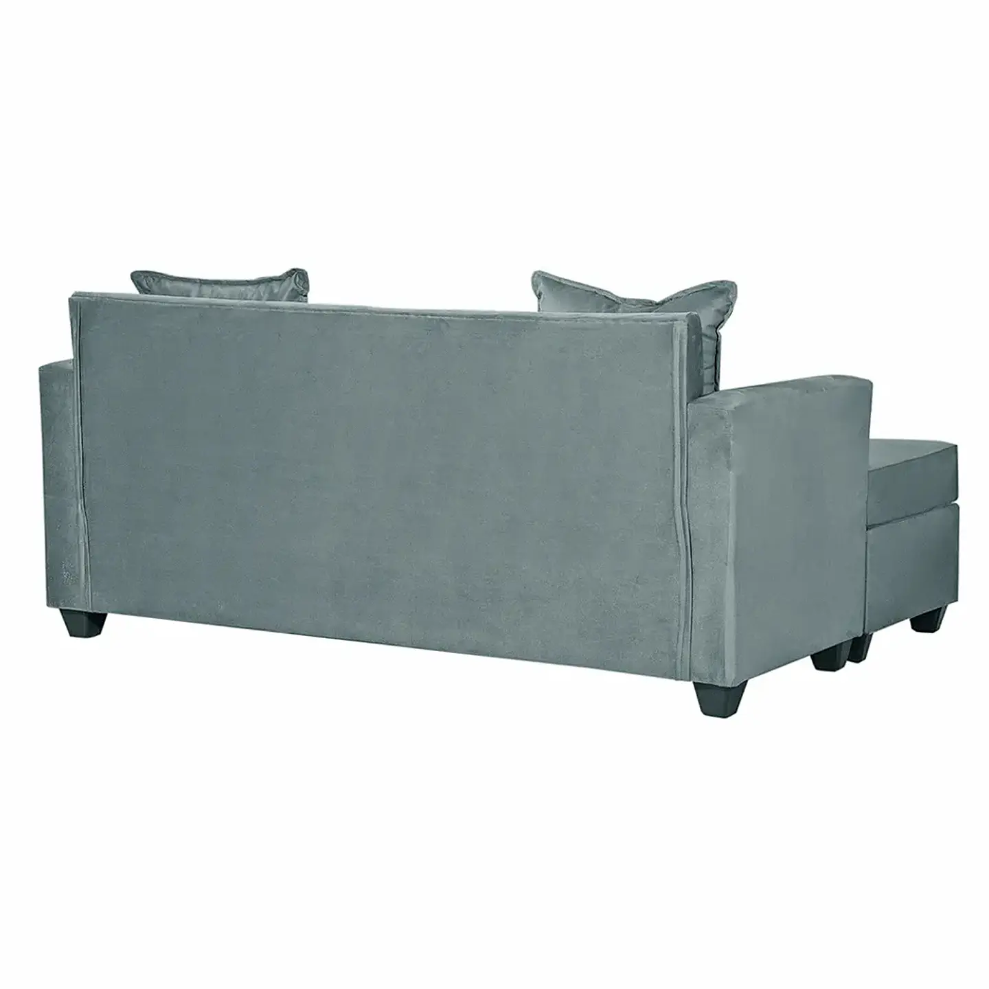 Set Seccional  Gramado Felpa Turquesa + Banqueta baul felpa Turquesa 4