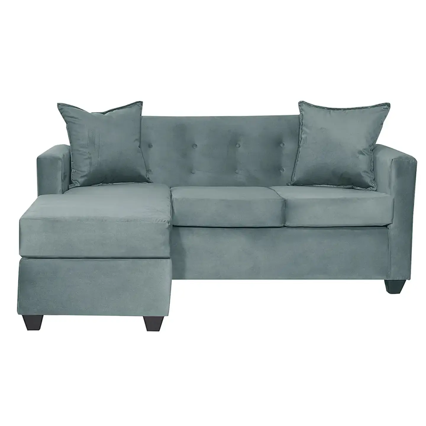 Set Seccional  Gramado Felpa Turquesa + Banqueta baul felpa Turquesa 5