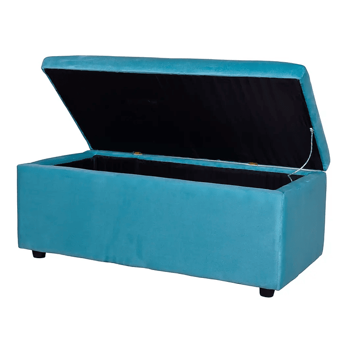 Set Seccional  Gramado Felpa Turquesa + Banqueta baul felpa Turquesa 6