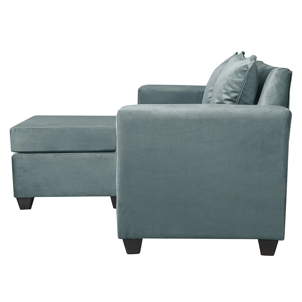 Set Seccional  Gramado Felpa Turquesa + Banqueta baul felpa Turquesa 7