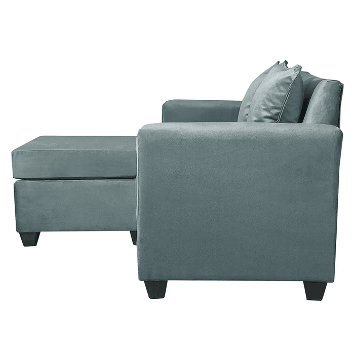 Set Seccional  Gramado Felpa Turquesa + Banqueta baul felpa Turquesa 7