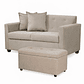 Set Sofa 2c Gramado Felpa Beige + Banqueta Baul Felpa Beige - Miniatura 1