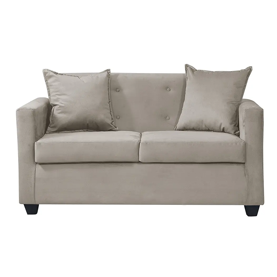 Set Sofa 2c Gramado Felpa Beige + Banqueta Baul Felpa Beige 2