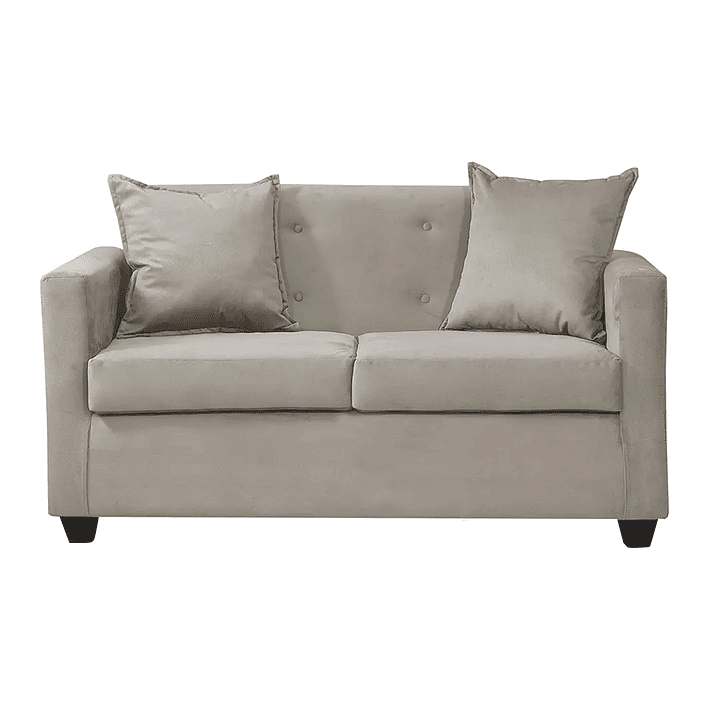 Set Sofa 2c Gramado Felpa Beige + Banqueta Baul Felpa Beige 2