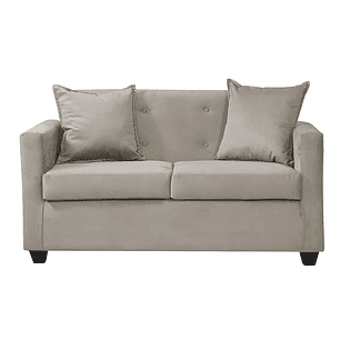 Set Sofa 2c Gramado Felpa Beige + Banqueta Baul Felpa Beige