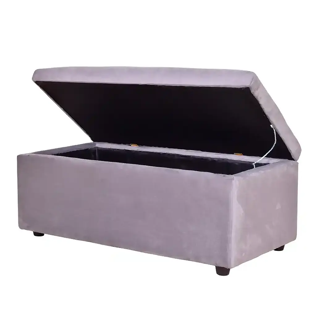 Set Sofa 2c Gramado Felpa Grey + Banqueta Baul Felpa Grey 3