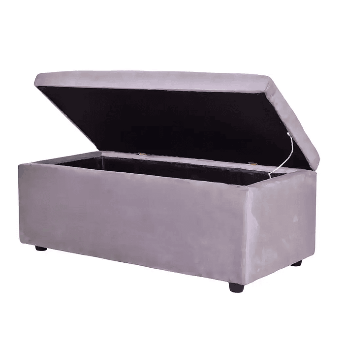 Set Sofa 2c Gramado Felpa Grey + Banqueta Baul Felpa Grey 3